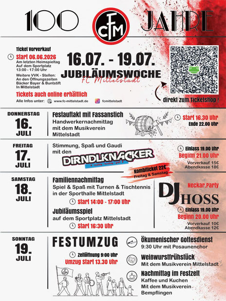 Plakat zur Jubiläumswoche 100 Jahre FC Mittelstadt 2026